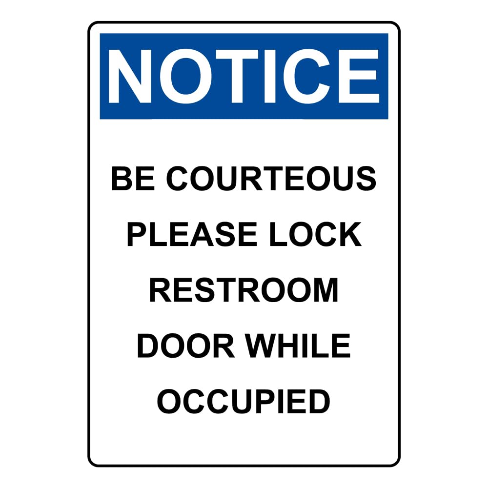 peiyeety Notice Lock Restroom Door Courteous Use Vintage Metal Tin Sign Office Hygiene Wall Decor for Commercial Building Public Restroom Space Retro Rustic Plaque 6x8 Inch