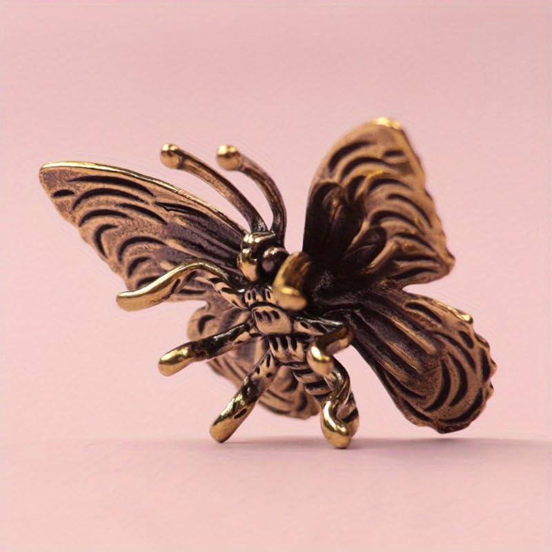 Estatua de Mariposa Vintage en Latón Retro 2 Piezas miniatura 5