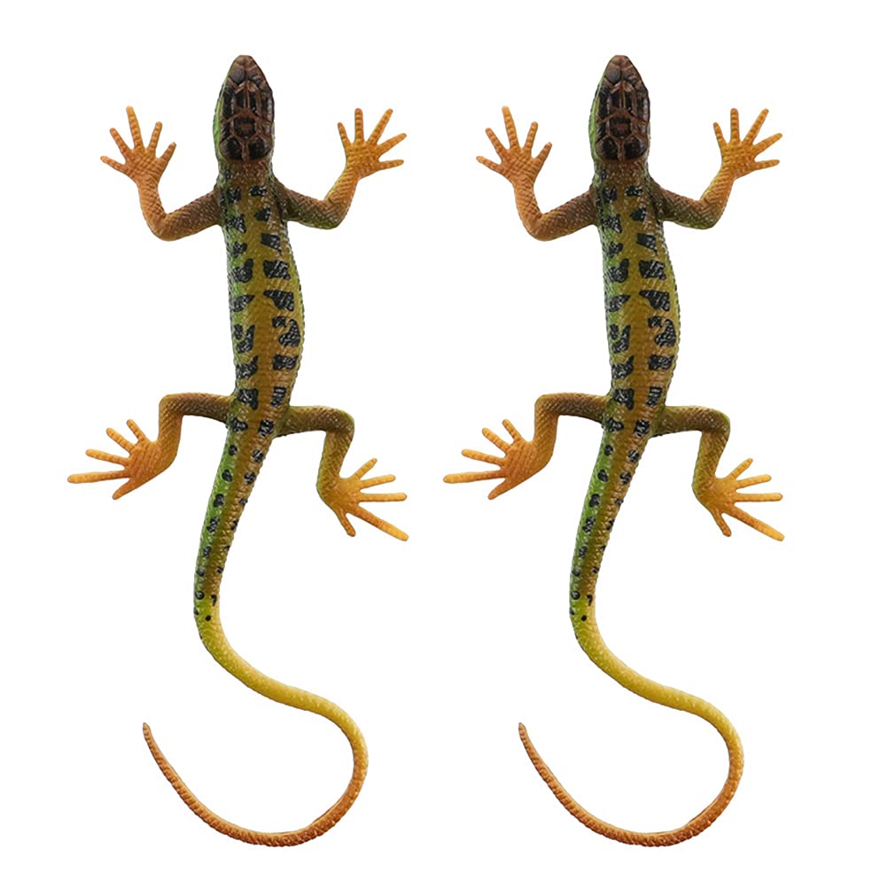 TOYANDONA 2 Pcs Lizard Figurine Plastic Fake Lizard Toy Gecko Artificial Model Reptile Fake Lizards Wilde Life Creatures Kids Educational Toys Action Figure Trick Toys