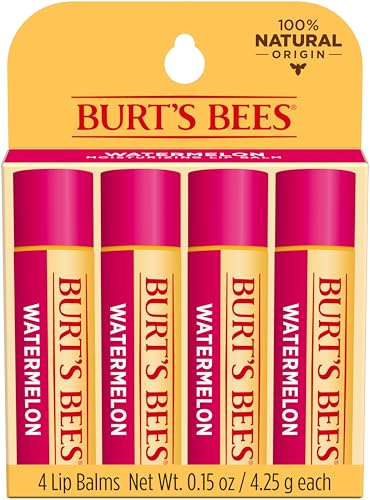 Burt's Bees 100% Natural Origin Moisturising Lip Balm, Watermelon, 4 Tubes