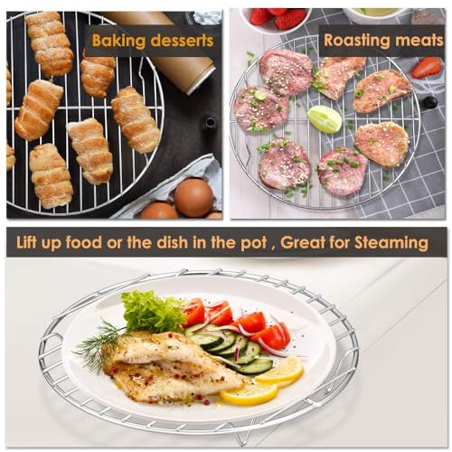 Image of Stainless Steel Air Fryer Rack Round - Multi-Purpose Cooking Rack for Air Fryer, Baking, Steaming & Cooling (Kitchen Trivet Stand) Heat Resistant Trivet, Kitchen mat, hot Pot Stand