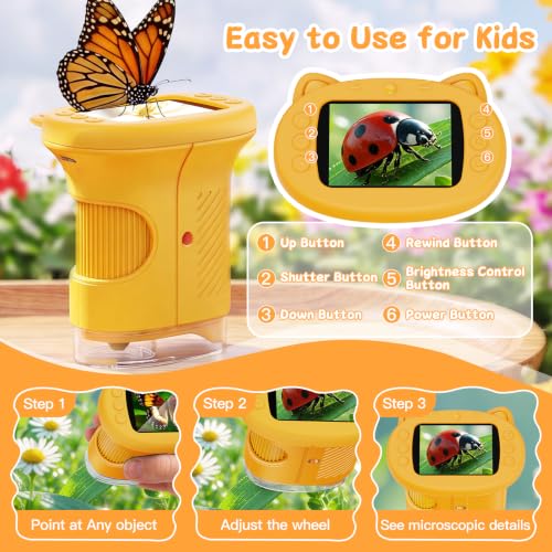 Image of 1000X Handheld Digital Microscope for Kids (Yellow)