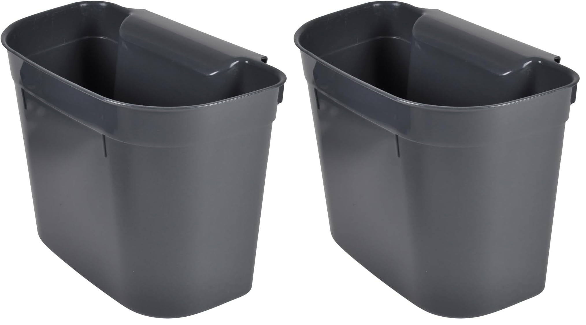 Homéa, Mülleimer für Tür, Kunststoff, hängbar, 7 l, 28 x 18 x 23 cm, Anthrazit (Packung mit 2)