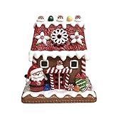 Kurt Adler Gingerbread LED Candy House Red 6 inch Claydough Christmas Figurines Set of 3