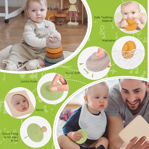 Image of Adena Montessori 6 in 1 Sensory Play Kit 7-12 Months Baby | Made for newborns to build motor skills & hand-eye coordination, it brings diverse sensory play with smooth wooden toys.