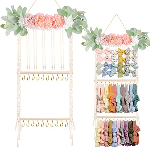 Image of PABOBIT Headband Holder Hair Bows Organizer for Girls,Hair Bow Organizer for Girls,Hair Accessories Display Storage Wall Hanging Decor for Girl Room