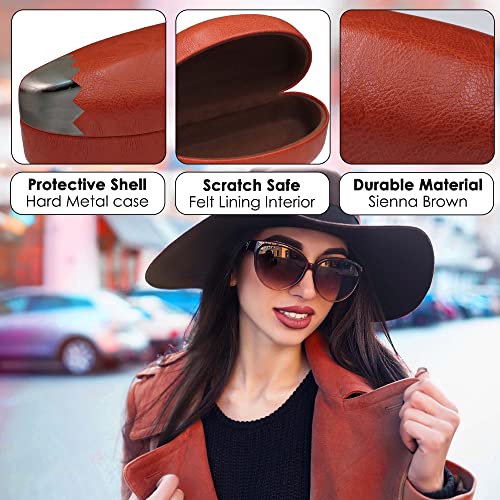 Image of MyEyeglassCase - Large Sunglasses Case - Glasses Holder with Pouch & Cloth - Eyeglass Hard shell Medium - Extra Large frames