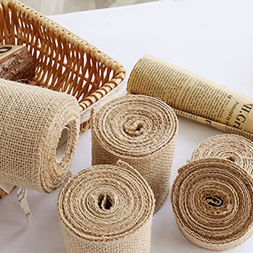 Cinta de Yute Arpillera Rollo de Tela de Arpillera para Decoraciones para Artesanía Decoración de la Boda Decoración de Ramo de Navidad (Ancho 5 cm, largo 3 metros)