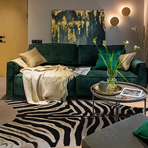 Large Zebra Rug 7.6 X 6.2 ft Premium Cowhide Rugs for Bedroom Living Room Dining Room Brown Animal Rugs Cow Print Non Slip Cow Area Rugs