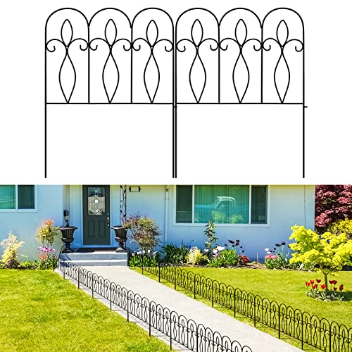 XCSOURCE 5Pcs Decorative Garden Fence 32in x 10ft Coated Metal Folding Garden Fencing Garden Border Edging Fence Set Wire Folding Fencing for Landscaping Outdoor, Garden Fence Animal Barrier, Black