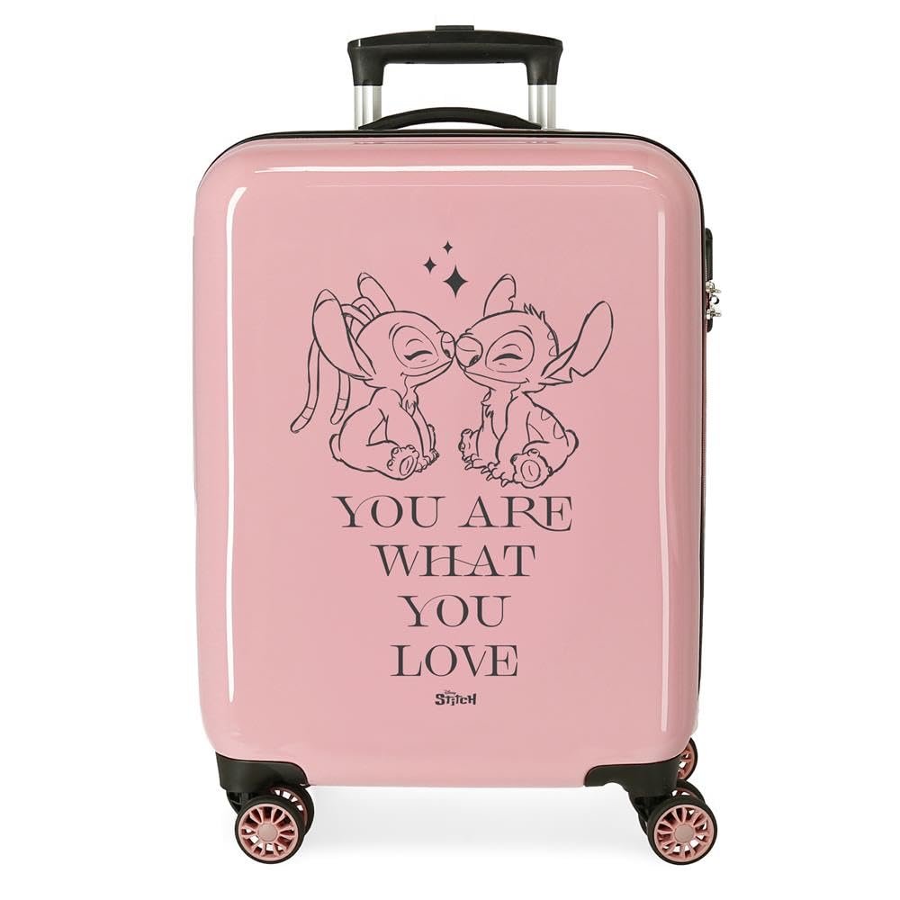 Joumma Disney Stitch You Love Walizka Kabinowa Różowy 38x55x20 cms Sztywne ABS Zamknięcie kombinowane boczne 34L 2 kg 4 Koła Bagaż Ręczny, Różowy, Walizka kabinowa