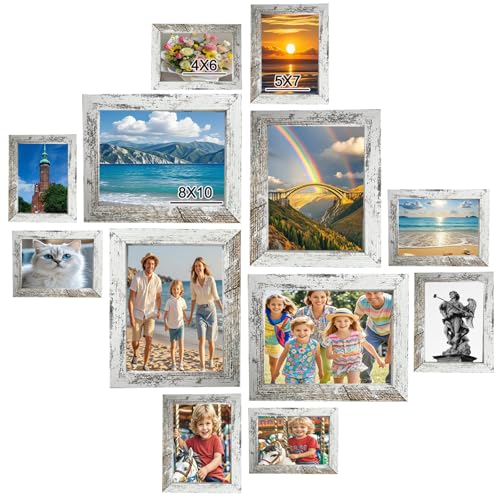 Cuports 12 pack Picture Frames Gallery Wall Frame Set Wall Art Decor for Home Decoration,Hanging or Tabletop Display,Include Multi-Size with Four 8x10, Four 5x7, Four 4x6.