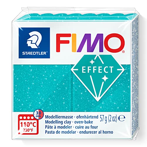 STAEDTLER 8010 392 FIMO Effect   Arcilla polimérica para modelar de secado al horno, color turquesa galaxy (pastilla 57 g.)