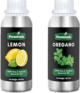 Puranicals Lemon Oil 16oz and Oregano Oil 16oz | Essential Oil Combo