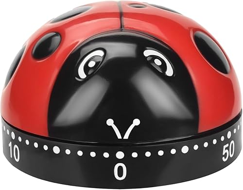 Temporizador mecánico con forma de mariquita con cuerda de 60 minutos, temporizador giratorio manual de cuenta regresiva para horno, cocina, baño, Temporizador mecánico con forma de mariquita con cuerda de 60 minutos, temporizador giratorio manual de cuenta regresiva para horno, cocina, baño,