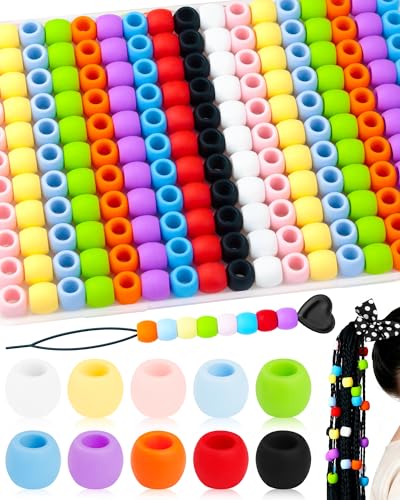 FIVEIZERO 230PCS 12x14mm Silicone Hair Beads 10 Colors Large Hole Beads