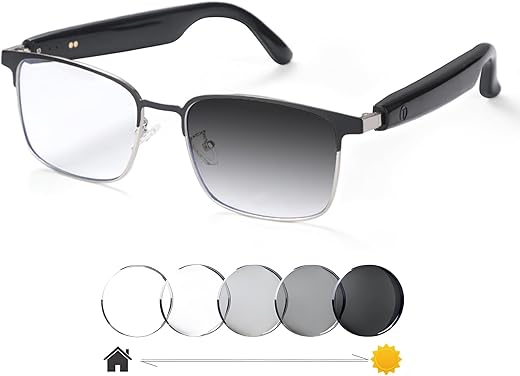Giinova Smart Bluetooth Glasses for Women Men with Speaker Physical Color-Change Anti-Blue Light Polarized Built-in Microphone for Android iOS…