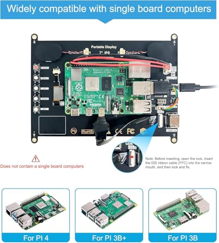Image of 7 Inches Touchscreen Monitor, HD 1024x600 IPS LCD Capacitive Touch Screen Compatible with R Pi 4B /3B+ /3B /2 /1B+ /Zero Ora Pi 5 Por /3 Plus /3B /4B Ban Pi and Windows 10 /8 /7 (CX-070-A3 US) 1