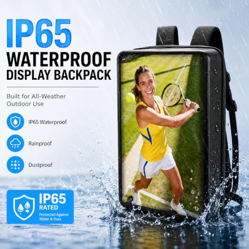 Image of 21.5 Inch IP65 Waterproof Advertising Backpack, 1000nits High Brightness LCD Digital Signage Backpack, Human Walking Backpacks Digital Billboard with USB /App /CMS Input for Auto ADs Playback