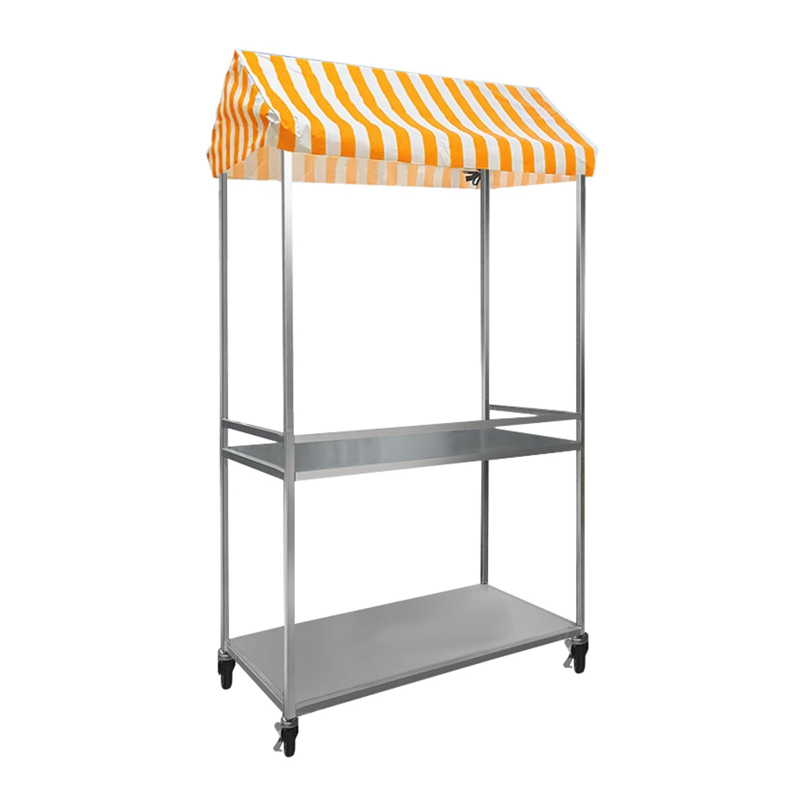 OLSKFUH Ice Cream Vending Cart - Movable Stall Display Stand On Wheels With Canopy For Markets And Events,Orange-120cm/47.2in