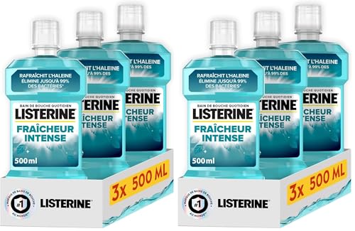 Bain de bouche Listerine fraîcheur intense lot de 6 flacons de 500 ml