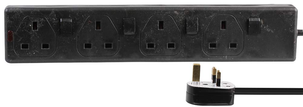 Pel00037 4 Gang Individually Switched Extension Lead 2M, Black 5051259154537