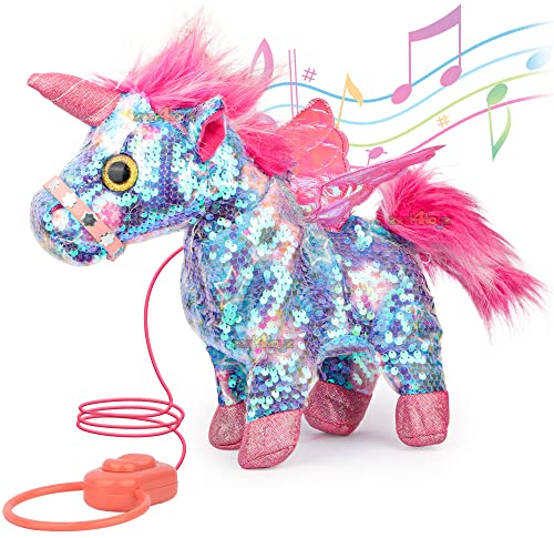 Image of Zest 4 Toyz Soft Plush Unicorn Musical Toys Reversible Sequin Unicorn with Sound Toys for Kids Birthday Gift (Pack of 1) Random Color Dispatch