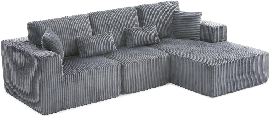 Modular Sectional Sofa, Cloud Sectional Couch with Deep Seat, Modern Modular L-Shape Sofa Couch with Right Chaise,Upholstered Couches for Living Room Bedroom,No Assembly