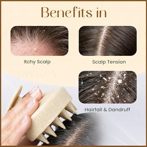 Image of Episkey Scalp Massager Shampoo Brush for Hair Wash Anti-Dandruff Silicone Scalp Scrubber with Soft Bristles | Deep Clean, Exfoliation & Hair Growth Ayurvedic Head Massage Brush for Men&Women(AW-35)