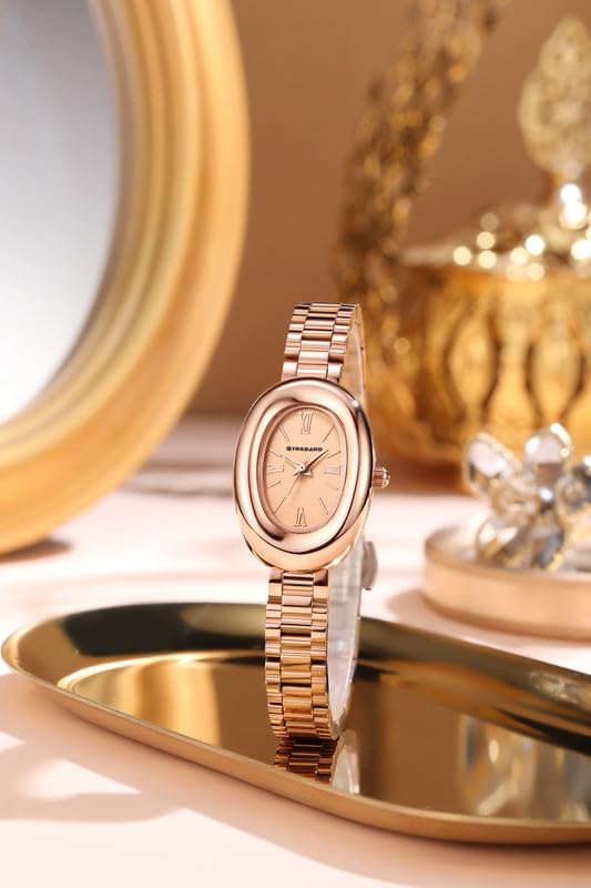 Image of Giordano Analog Quartz Watch for Women - Oval Shape Dial, Roman Numeral Hour Markers, Water Resistant and Stainless Steel Strap- GZ-60115
