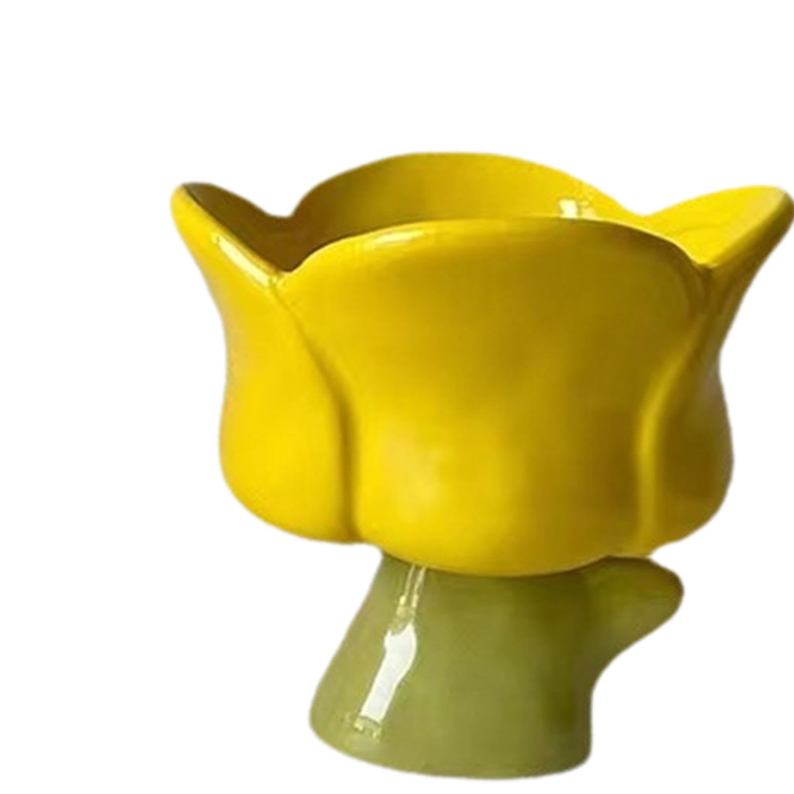 YWJLQH Ice Cream Cup Milkshake Glasses Ceramic Small Cute Home Decor Sauce Bowl Dessert Bowl Sundae Cups for Fruits Pudding Party, Yellow Tulips Cup