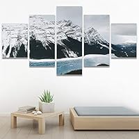 SIGNWIN 5 Panel Canvas Wall Art Winter Lake for Home Decorations Ready to Hang - 60