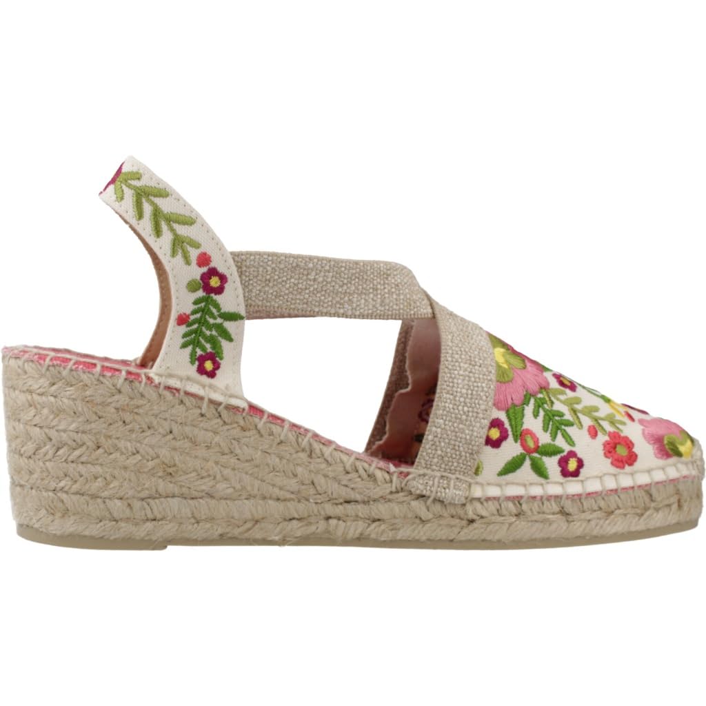 Toni Pons MONTJOI - Alpargata de cuña de Mujer con Bordados Multicolor