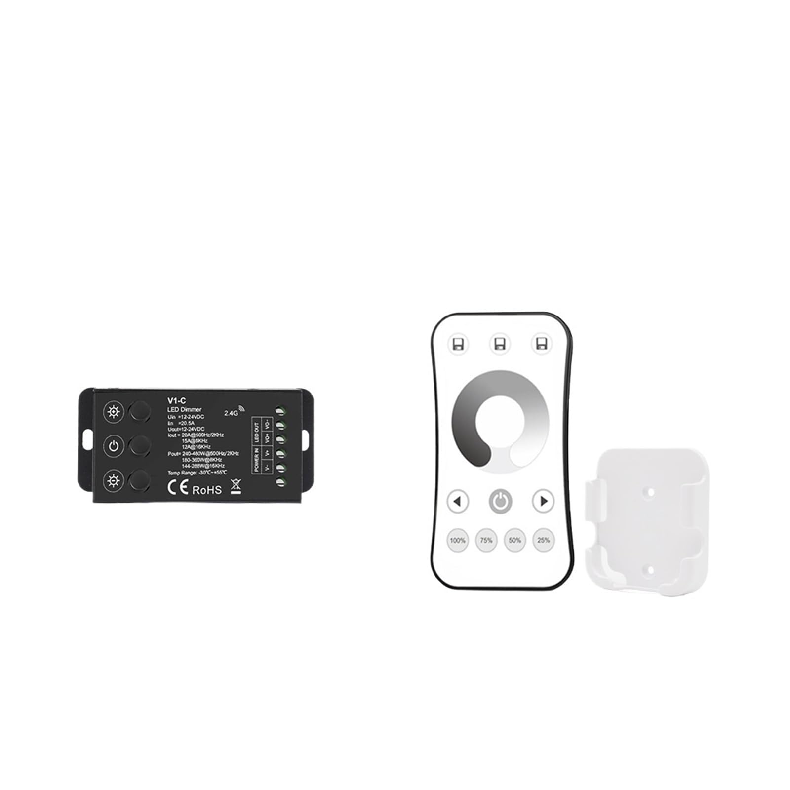 Regulador LED 12V 24V V1-C con mando a distancia R6-1 para tiras monocromáticas
