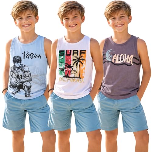 Image of Totz Touch Boys Regular Fit Sleeveless T Shirt / Tees / Vest / Baniyan | Pure Cotton 180 Gsm | Kids Casual Round Collar Tshirts (Pack 5 | Size Options - 0-6 Months / 12-24 Months / 2-3 Years / 3-4 Years / 4-5 Years)