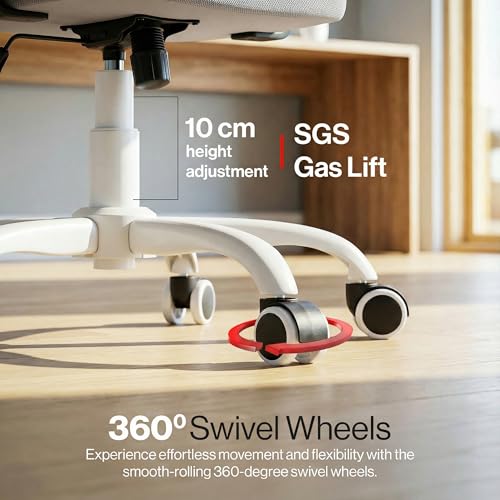 Image of DROGO Aerofly Premium Ergonomic Office Chair for Work from Home, 2D Headrest, High Back Computer Chair with Mesh, Flip-up Armrest, Recline,Adjustable Lumbar Support, Mesh Chair for Office(White /Grey)