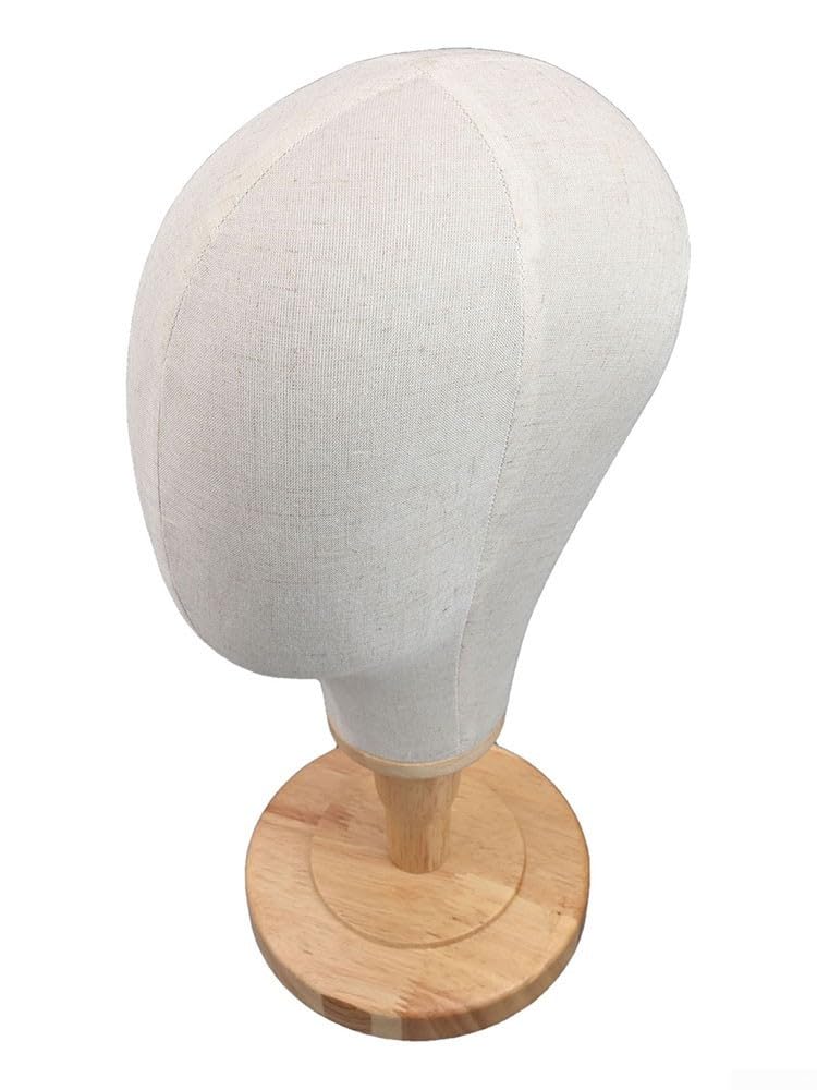 Testa di supporto per parrucche in lino e in legno stabile supporto per