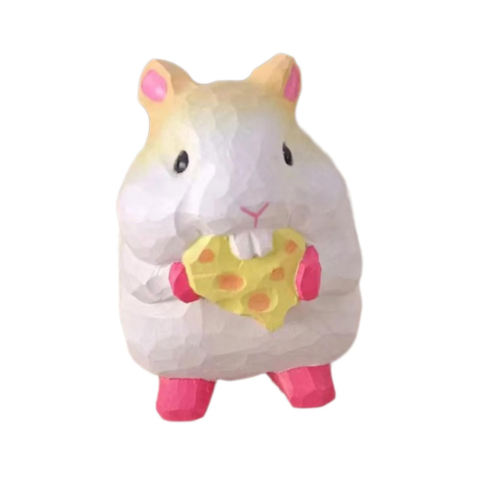 Uitndvyte Miniature Foodie Hamster Sculpture Wooden Carvings Animal Statue Decoration for Nursery or Home Desktop Ornament Animal Wood Sculpture