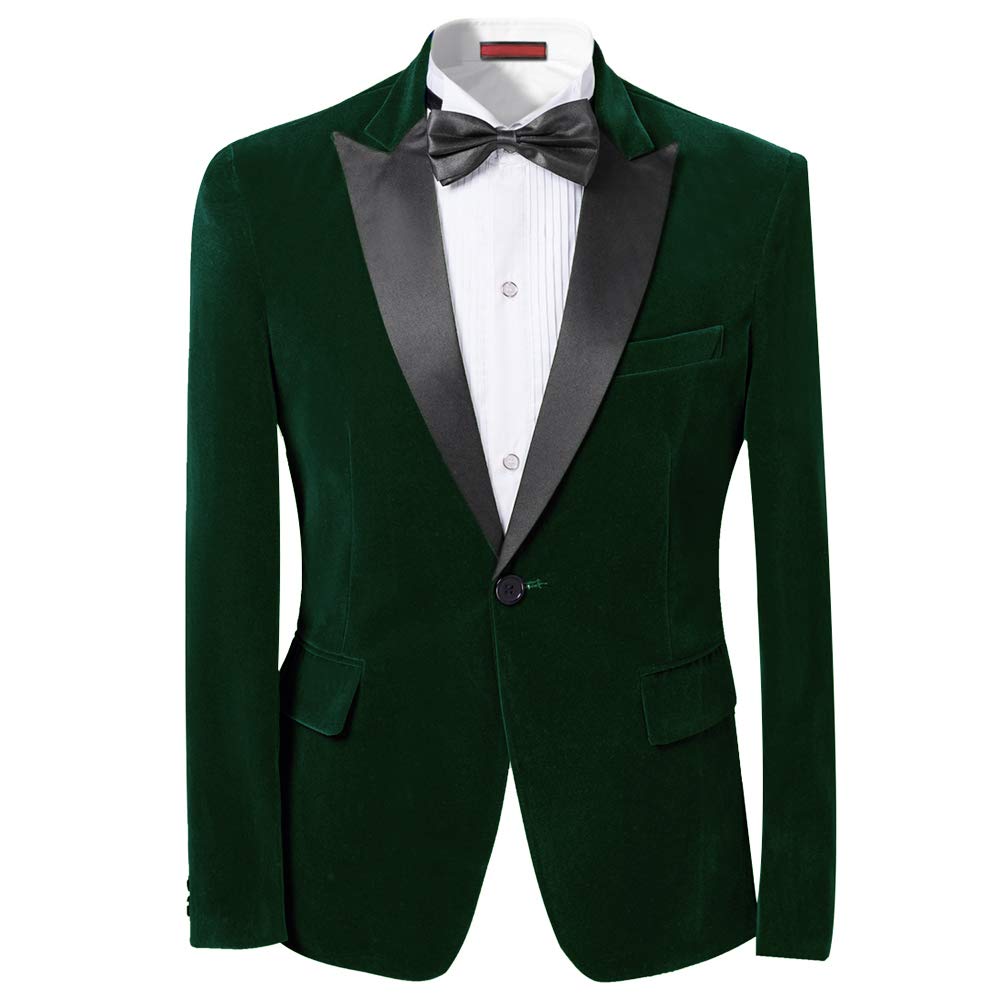 CloudstyleMen's Peaked Lapel 1 Button Dinner Jacket Wedding Blazer Prom Tuxedo