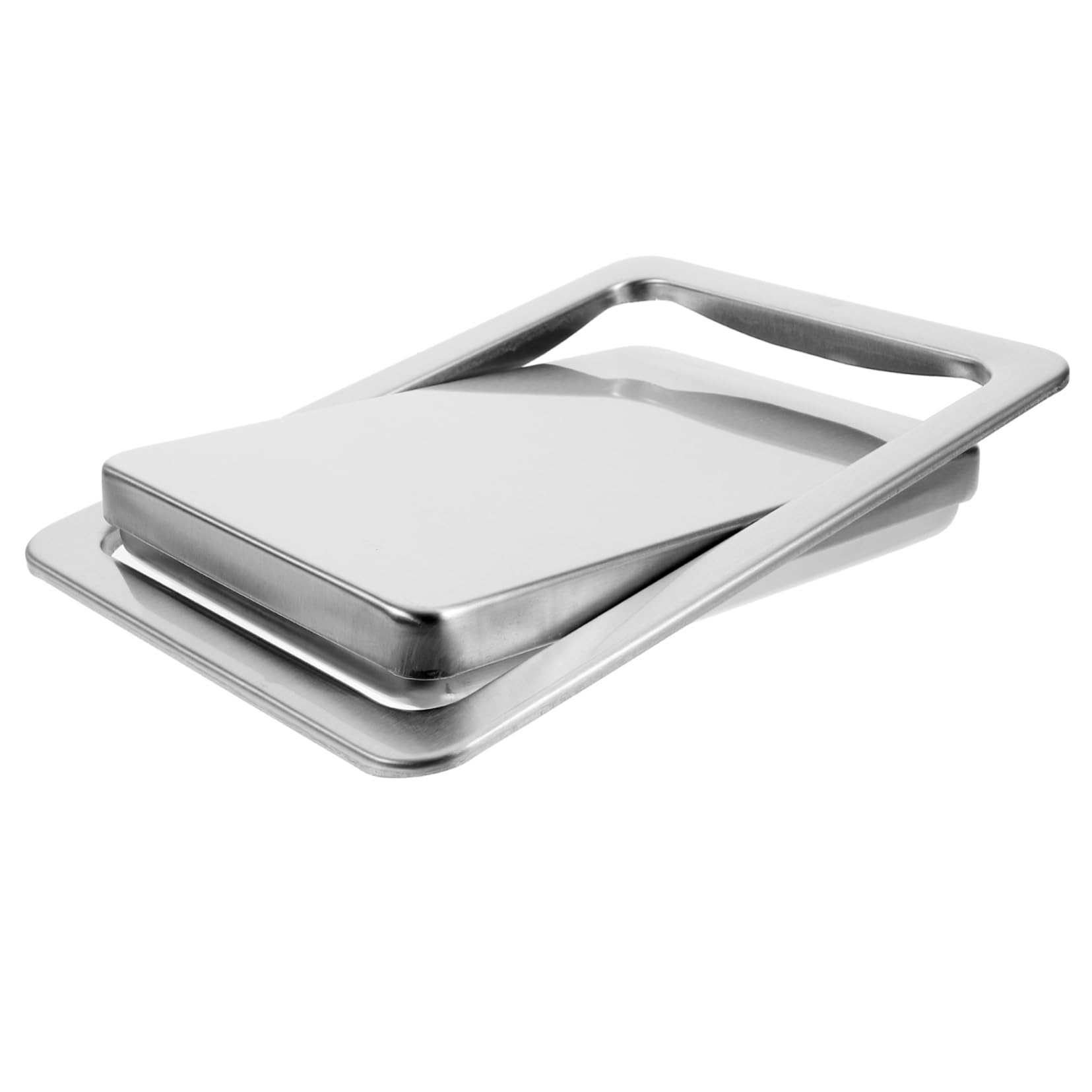 Coperchio per Trash Can da Cucina Incorporato in Acciaio Inossidabile Argento, Tipo Embedded Resistente Apertura a Battente per Countertop e Lavandini del Bagno