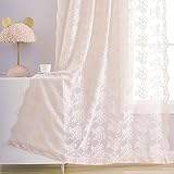 YJ YANJUN Vintage Lace Curtains 84 Inches Long-Victorian Floral Dusty Pink Sheer Curtain Panels for Living Room Bedroom Dining Room, Light Filtering, Shabby Chic Girls Drapes 2 Panels 52W x 84L