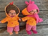  Puppenkleidung handmade für MONCHICHI Gr. 20 cm Bekleidung 2-tlg. / oder 5-tlg. Kapuzenshirt Hoodie + Hose Kleidung orange pink Herzchen
