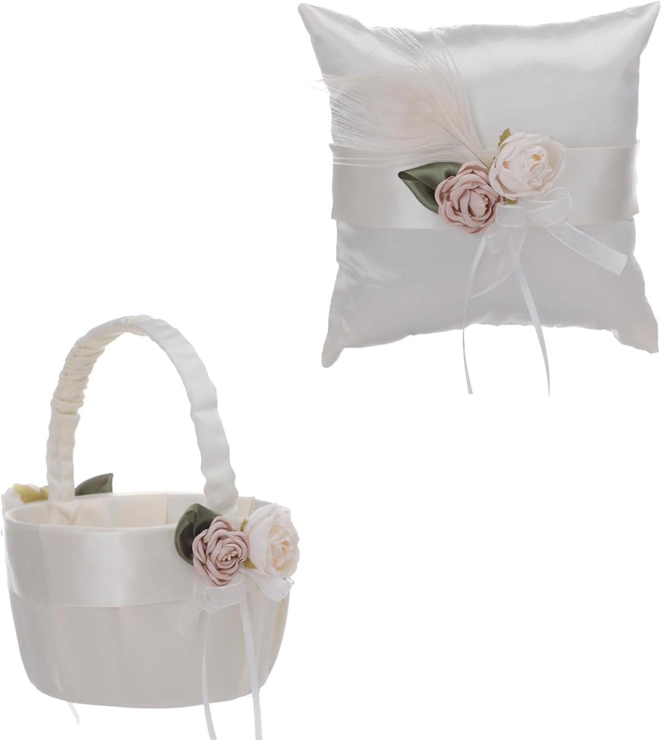 Wedding Rings Carrier Basket Lace Bows Punnet Cushion Props Elegant Bearer Decors Set