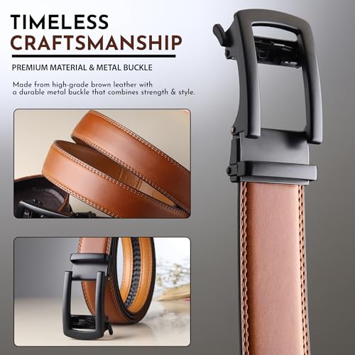 Image of Men's Vegan Leather Belt for Men, Formal /Casual,Autolock| Fit on up to 38 Inches Waist size