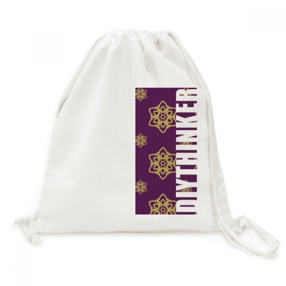 Sac de voyage Toile Drawstring Backpack avec motif pourpre d'or - 5