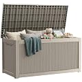 Yardgrace 325 Gallon Outdoor Storage Box Waterproof, Lockable Resin Deck Box Large Storage Bin for Patio Furniture Cushion, Garden Tools, Pool Accessories, UV-Resistant Outside, Grey