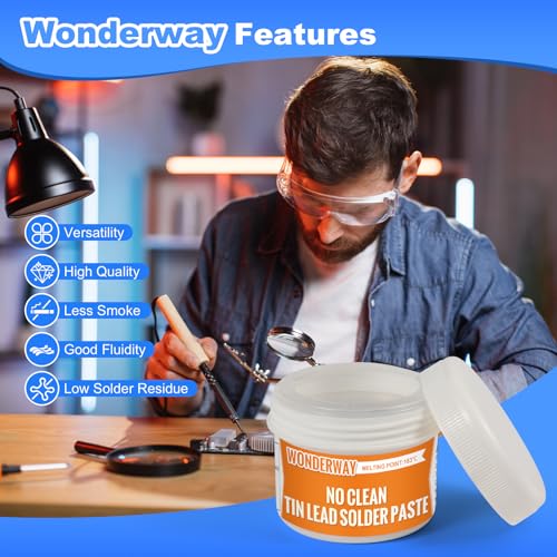 Image of Sn63 /Pb37 Solder Paste,T4 Particle, 183C Melting, No-Clean Flux for Soldering, Supplied By Wonderway (4X100g)