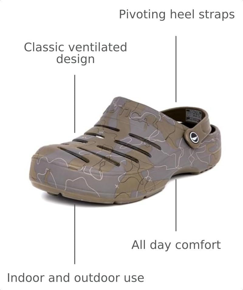 Image of Nautica Men's Clogs - Athletic Sports Sandal - Slip-On with Adjustable Back Strap - (Water Shoes /Fuzzy Slippers) River Edge