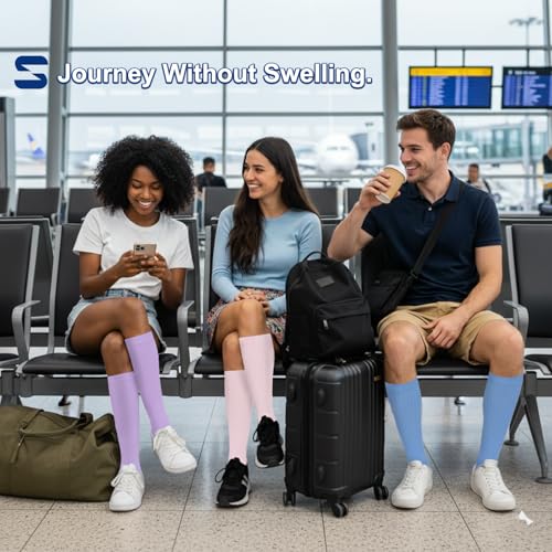 Image of Sooverki Compression Socks for Women and Men Circulation (3 /4 Pairs) is Best Support for Running Athletic Cycling Hiking