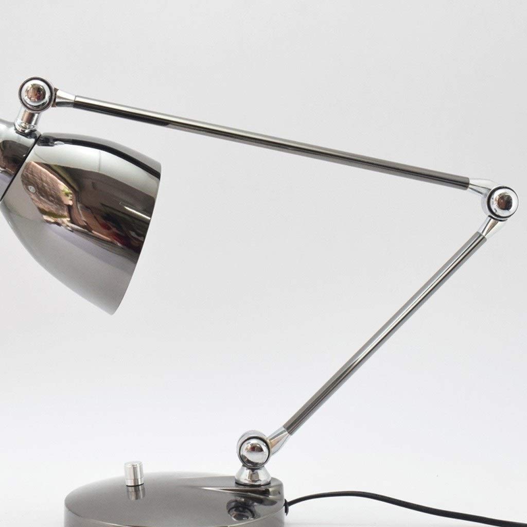 Tischleuchte Schwinge Metall Tischlampe 7 Watt Einstellbare DREI Farben Arbeitslampe Student Office Leselampe Augenschutz Tischlampe Nachttischlampe (Color : Silver)